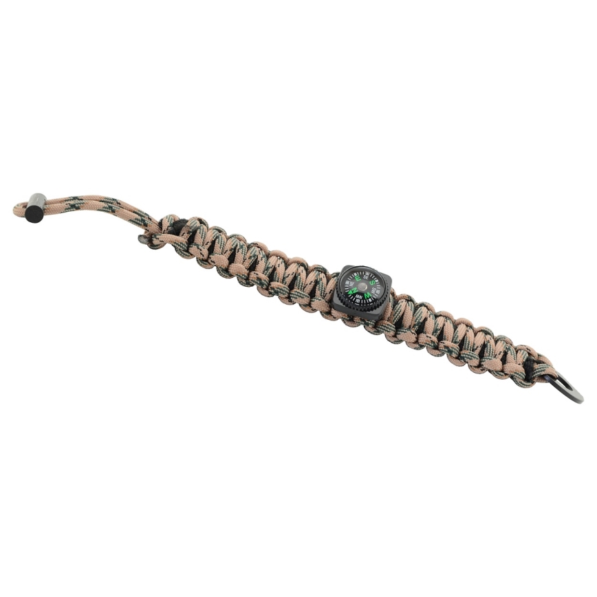 Pulseira multifuncional com bússola e pedra e aço bege