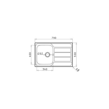 Pyramis 100178701 - Pia de cozinha ATHENA 79x50 cm satinada