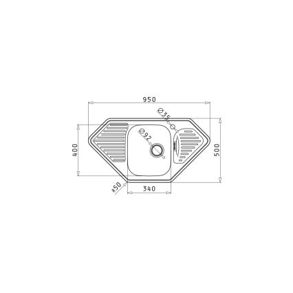 Pyramis 108760801 - Cuba de cozinha MEDUSA CORNER 95x50 cm