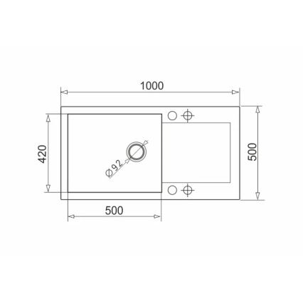 Pyramis 70089601 - Pia de cozinha MIDO 100x50 cm granito/preto