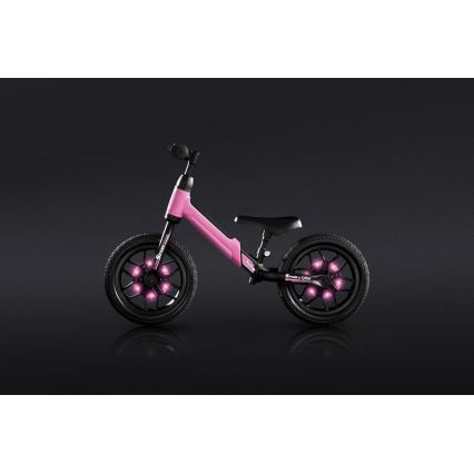 QPlay - Bicicleta de empurrar com LED iluminações sobre rodas SPARK rosa