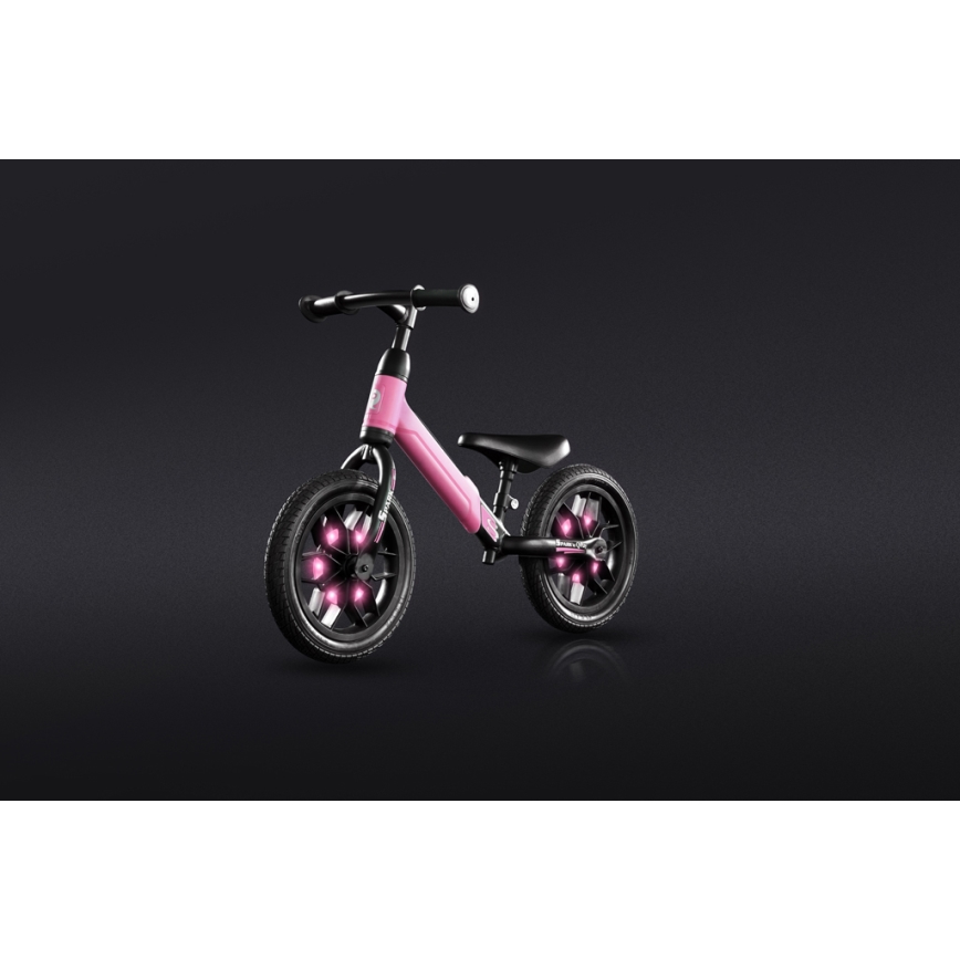 QPlay - Bicicleta de empurrar com LED iluminações sobre rodas SPARK rosa
