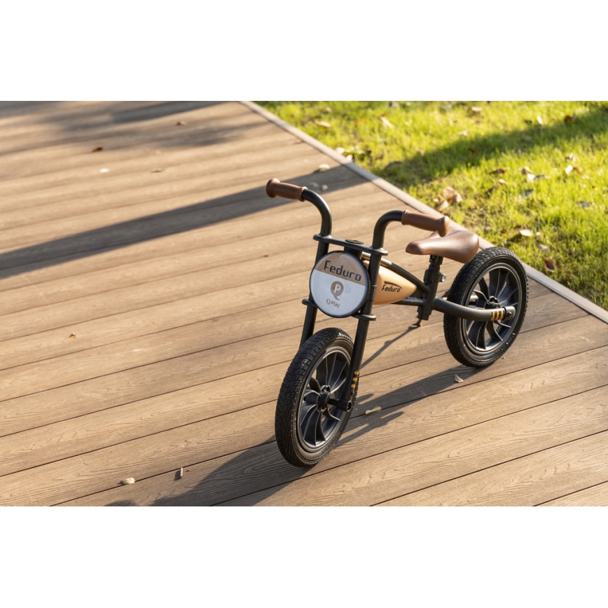 QPlay - Bicicleta de empurrar FEDURO preto/bege