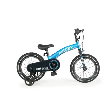 QPlay - Bicicleta infantil 14 MINIBY 3 em 1 azul