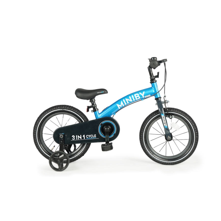 QPlay - Bicicleta infantil 14 MINIBY 3 em 1 azul