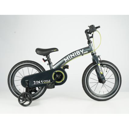 QPlay - Bicicleta infantil 14 MINIBY 3 em 1 cinzenta