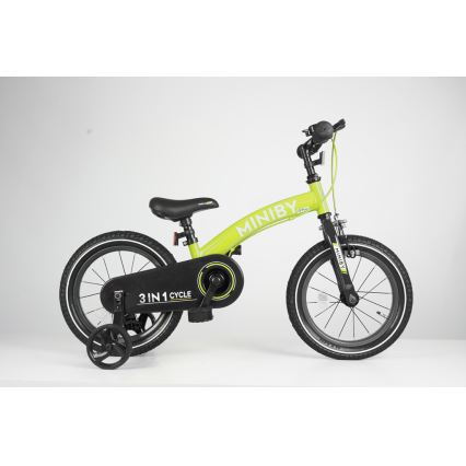 QPlay - Bicicleta infantil 14 MINIBY 3 em 1 verde