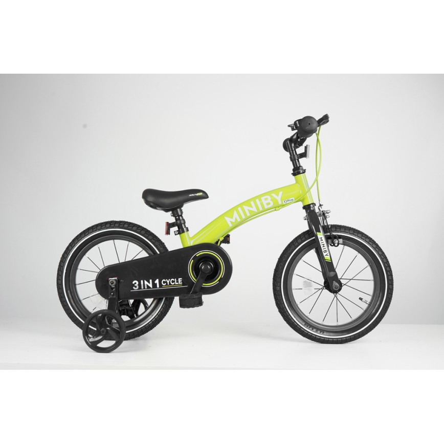 QPlay - Bicicleta infantil 14 MINIBY 3 em 1 verde