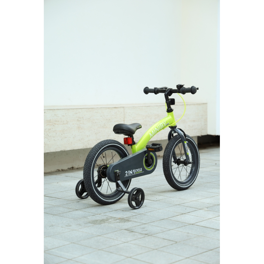 QPlay - Bicicleta infantil 14 MINIBY 3 em 1 verde