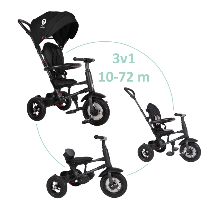 QPlay - Triciclo de criança 3em1 RITO AIR preto