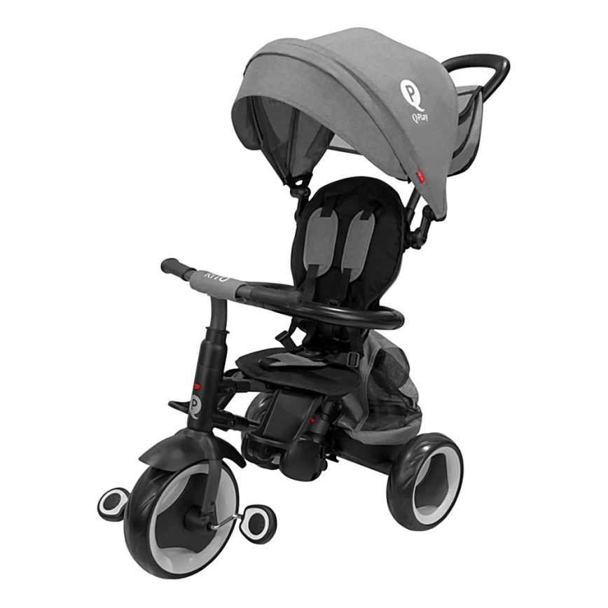 QPlay - Triciclo infantil 3 em 1 RITO EVA PLUS cinzento