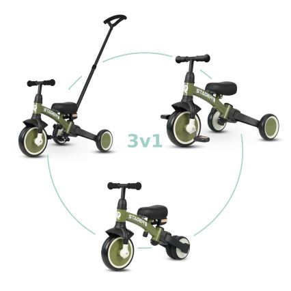 QPlay - Triciclo infantil 3 em 1 STAGER verde