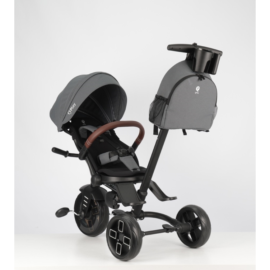 QPlay - Triciclo infantil 7 em 1 COMFO MAX cinzento