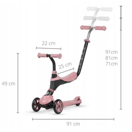 QPlay - Trotinete de criança 4em1 SEMA rosa