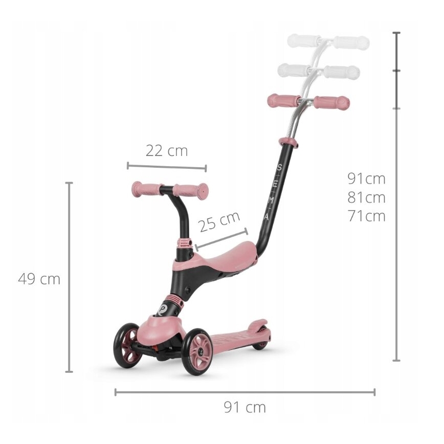 QPlay - Trotinete de criança 4em1 SEMA rosa