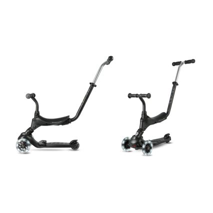 QPlay - Trotinete infantil SEMA PRO 5 em 1 com rodas LED, preta