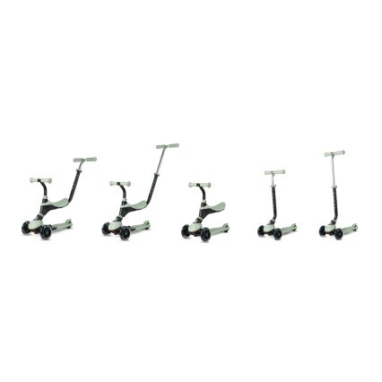 QPlay - Trotinete infantil SEMA PRO 5 em 1 com rodas LED verde