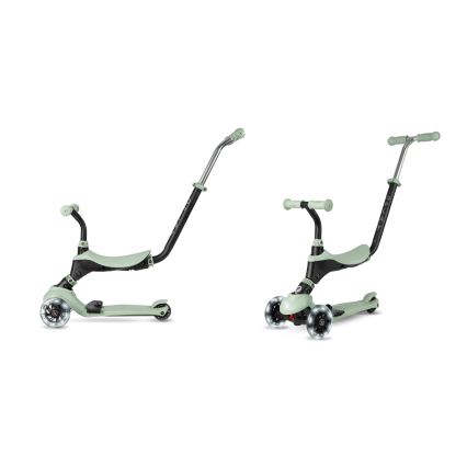 QPlay - Trotinete infantil SEMA PRO 5 em 1 com rodas LED verde