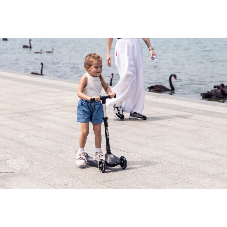 QPlay - Trotinete infantil SPARKLING com rodas LED preta