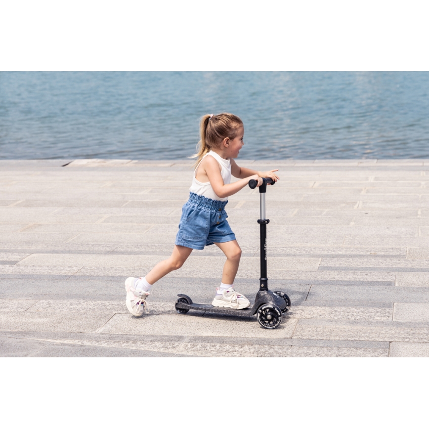 QPlay - Trotinete infantil SPARKLING com rodas LED preta