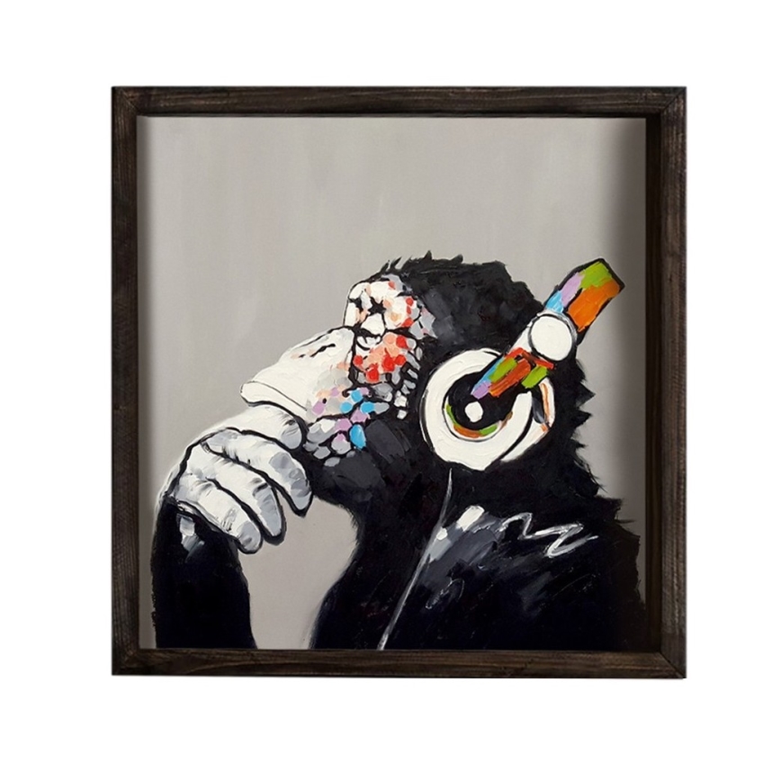 Quadro de parede 33x33 cm preto/multicolorido