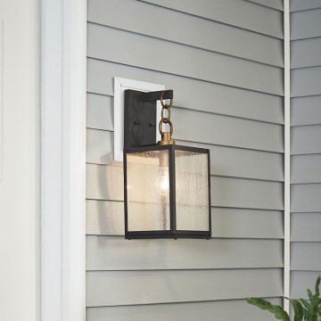 Quintiesse - Aplique de parede exterior LAHDEN M 1xE27/60W/230V IP44 preto/dourado