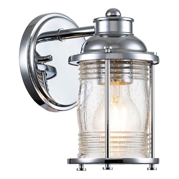 Quintiesse - Aplique de parede para exterior ASHLAND BAY 1xE27/60W/230V IP44 cromado brilhante