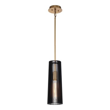 Quintiesse - Candeeiro suspenso com haste LINARA 1xE27/60W/230V Ø 15,2 cm preto/dourado