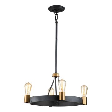 Quintiesse - Lustre com haste SILAS 4xE27/60W/230V Ø 54,9 cm preto/dourado
