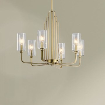 Quintiesse - Lustre de haste KIMROSE 6xE14/40W/230V Ø 68,6 cm dourado