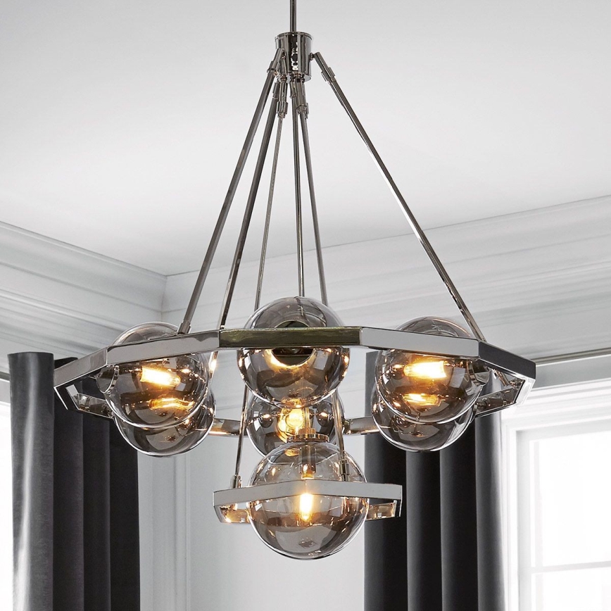 Quintiesse - Lustre em haste HARPER 7xE14/60W/230V Ø 81,3 cm cromado brilhante/fumê