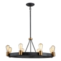 Quintiesse - Lustre em haste SILAS 8xE27/60W/230V Ø 82,9 cm preto/dourado