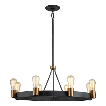 Quintiesse - Lustre em haste SILAS 8xE27/60W/230V Ø 82,9 cm preto/dourado
