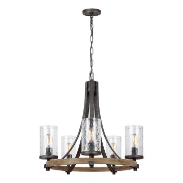 Quintiesse - Lustre suspenso por corrente ANGELO 5xE27/60W/230V acabamento carvalho