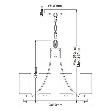Quintiesse - Lustre suspenso por corrente ANGELO 5xE27/60W/230V acabamento carvalho