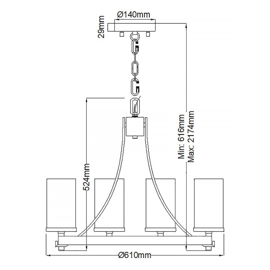 Quintiesse - Lustre suspenso por corrente ANGELO 5xE27/60W/230V acabamento carvalho