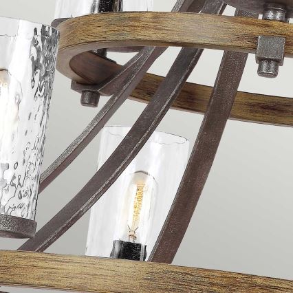 Quintiesse - Lustre suspenso com corrente ANGELO 9xE27/60W/230V, acabamento carvalho