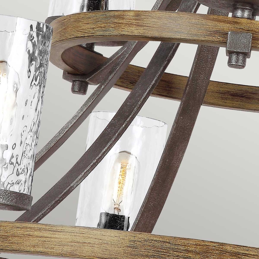 Quintiesse - Lustre suspenso com corrente ANGELO 9xE27/60W/230V, acabamento carvalho