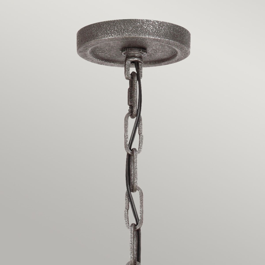 Quintiesse - Lustre suspenso com corrente ANGELO 9xE27/60W/230V, acabamento carvalho