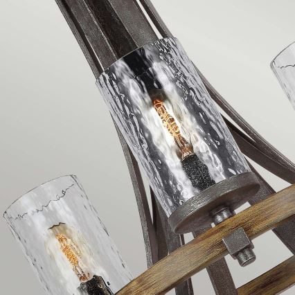 Quintiesse - Lustre suspenso com corrente ANGELO 9xE27/60W/230V, acabamento carvalho