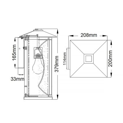Quintiesse - Aplique de parede exterior ASHBERN M 1xE27/60W/230V IP44, preto
