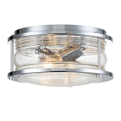 Quintiesse - Candeeiro de tecto para casa de banho ASHLAND 2xE27/60W/230V, diâmetro 30,5 cm, IP44, cromado brilhante