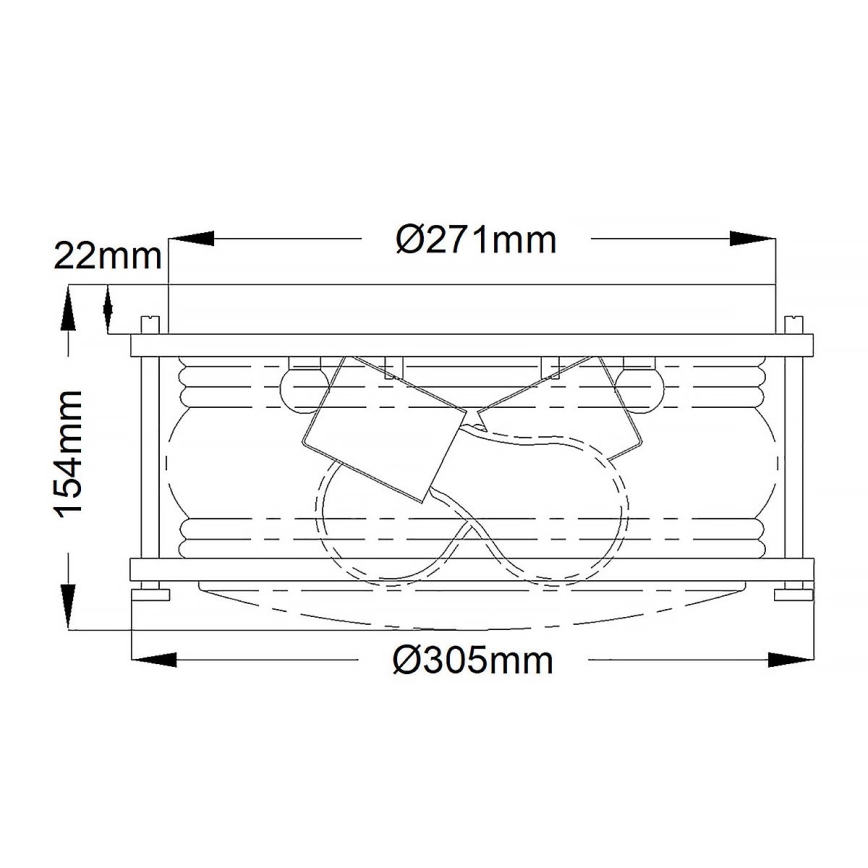 Quintiesse - Candeeiro de tecto para casa de banho ASHLAND 2xE27/60W/230V, diâmetro 30,5 cm, IP44, cromado brilhante