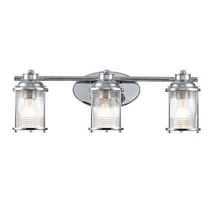 Quintiesse - Aplique de parede exterior ASHLAND BAY 3xE27/60W/230V IP44 cromado brilhante