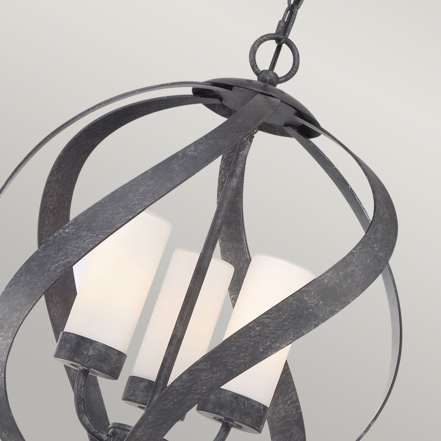 Quintiesse - Lustre de exterior com corrente BLACKSMITH 3xE14/40W/230V Ø 40,7 cm IP44 preto