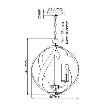 Quintiesse - Lustre de exterior com corrente BLACKSMITH 3xE14/40W/230V Ø 40,7 cm IP44 preto