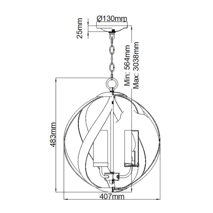 Quintiesse - Lustre de exterior com corrente BLACKSMITH 3xE14/40W/230V Ø 40,7 cm IP44 preto