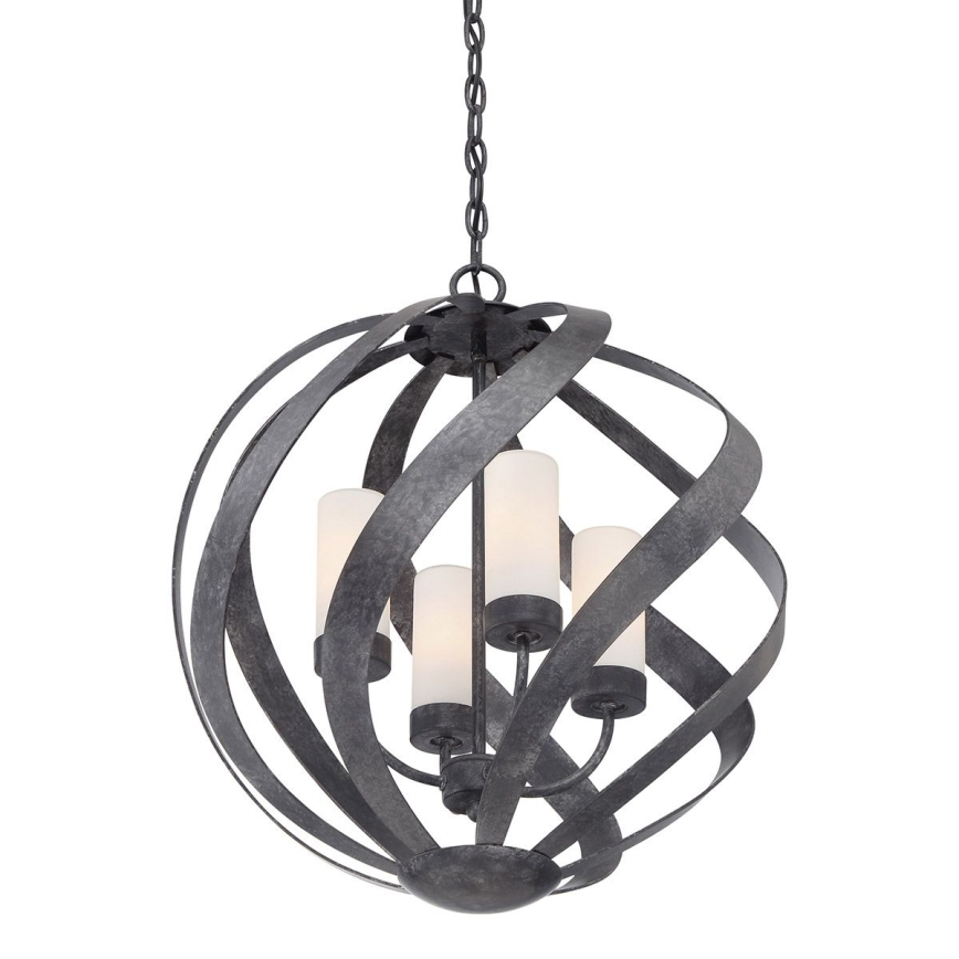 Quintiesse - Lustre exterior com corrente BLACKSMITH 4xE14/40W/230V Ø 50,1 cm IP44 preto