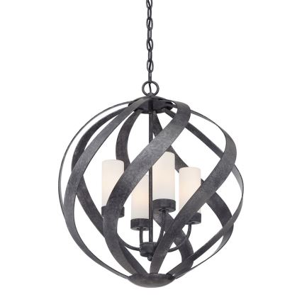 Quintiesse - Lustre exterior com corrente BLACKSMITH 4xE14/40W/230V Ø 50,1 cm IP44 preto
