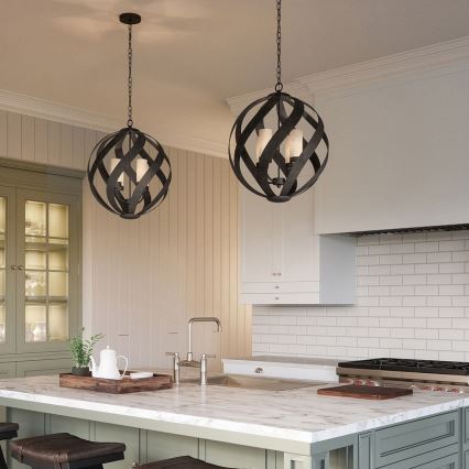 Quintiesse - Lustre exterior com corrente BLACKSMITH 4xE14/40W/230V Ø 50,1 cm IP44 preto